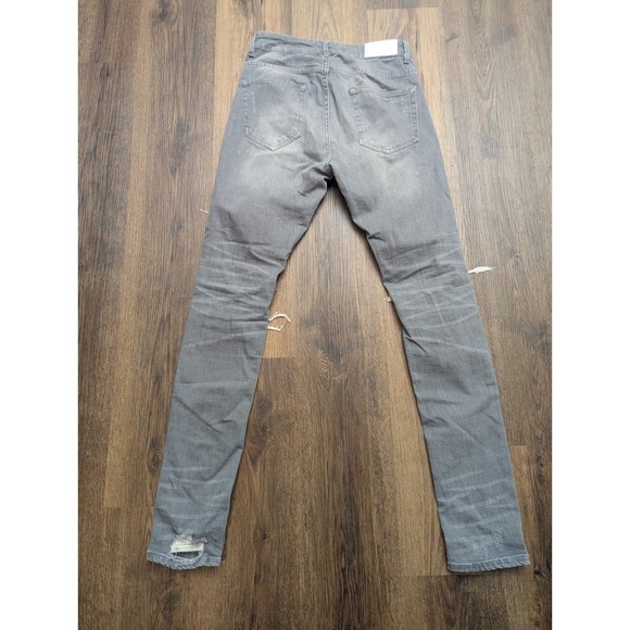 Flaneur Homme Jeans 30 Gray Medium Wash Distressed Ripped Destroyed Skinny Denim - Picture 6 of 16